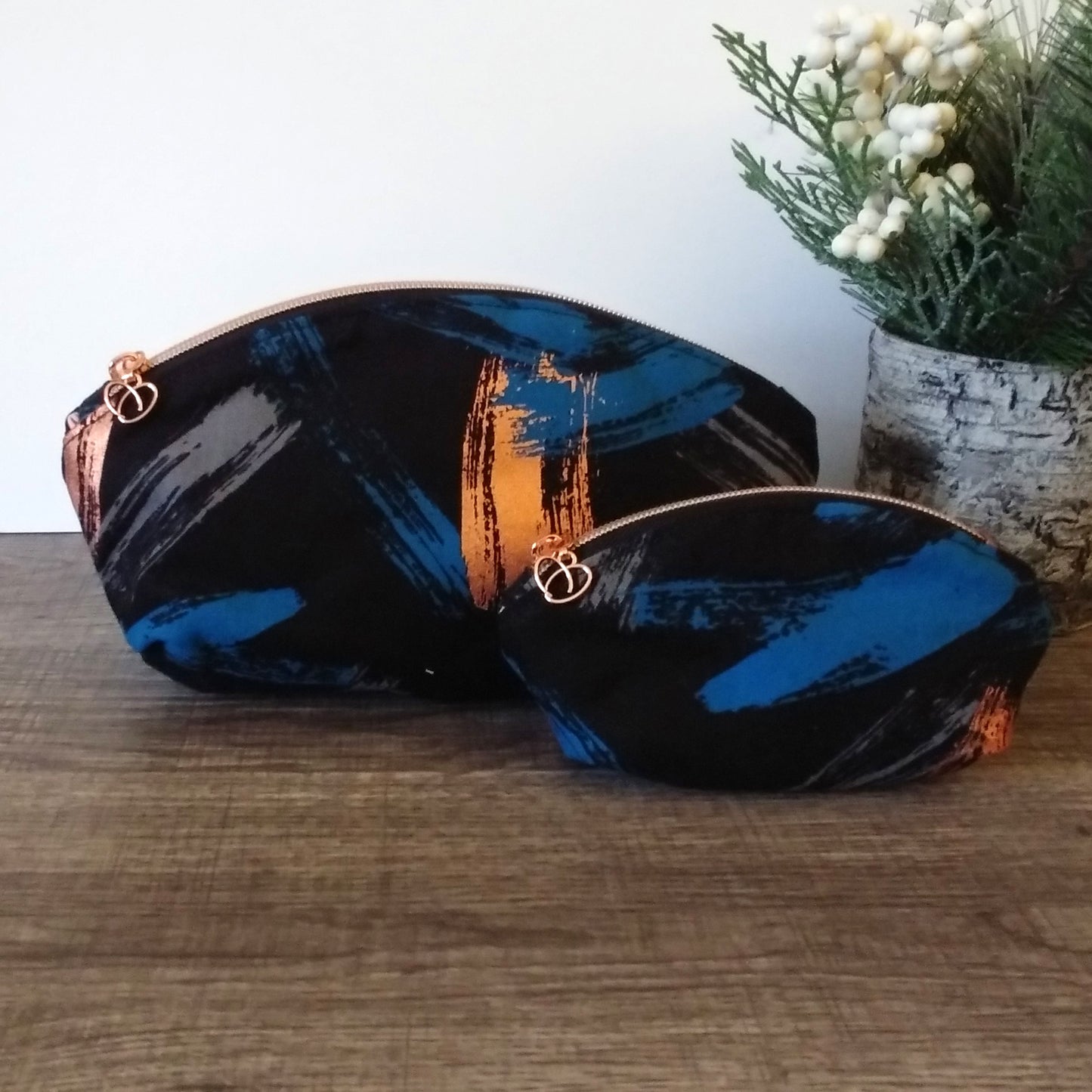 Modern Black Canvas Makeup Bag