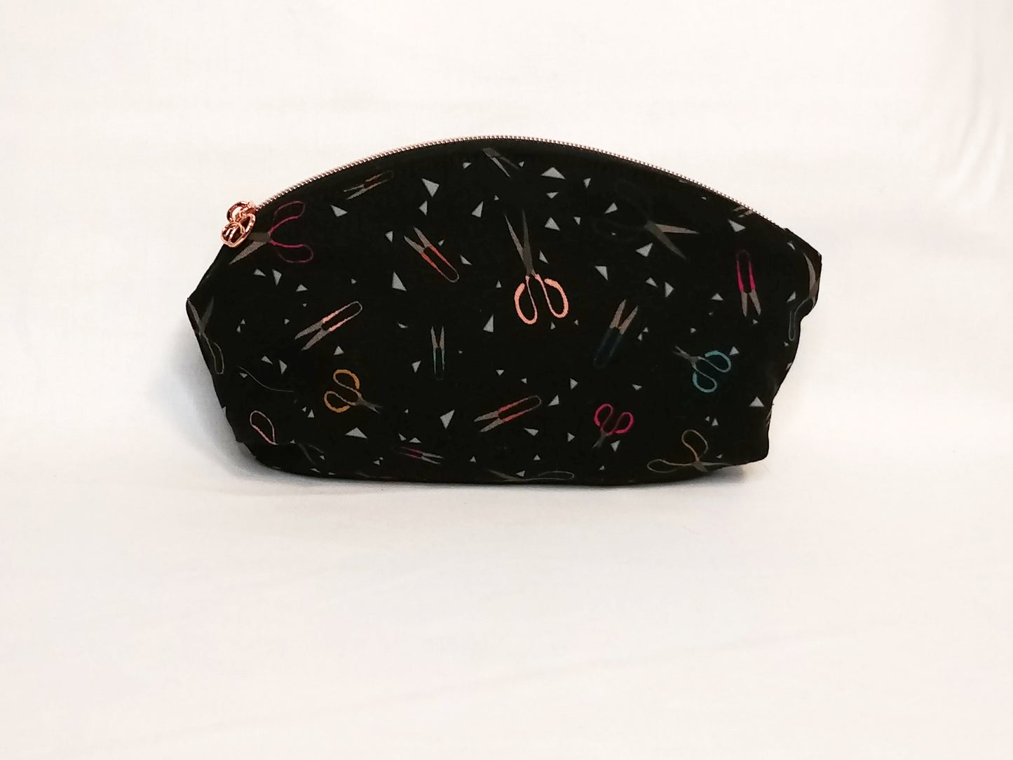 Black Scissor Print Canvas Makeup Bag