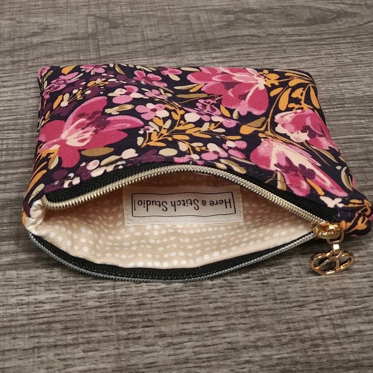 Pink Dawn Floral Cotton Zipper Pouch