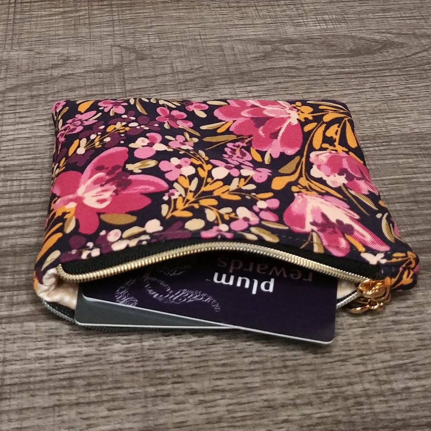 Pink Dawn Floral Cotton Zipper Pouch
