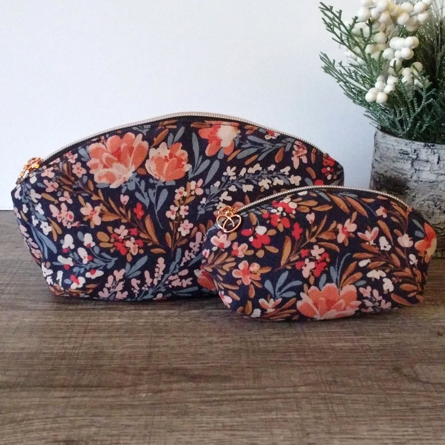 Floral Garden Canvas Makeup Bag