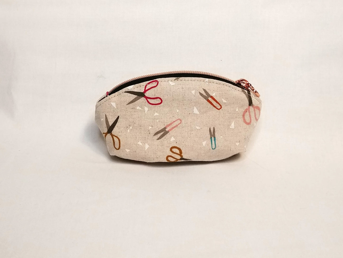 Cream Scissor Print Canvas Makeup Bag