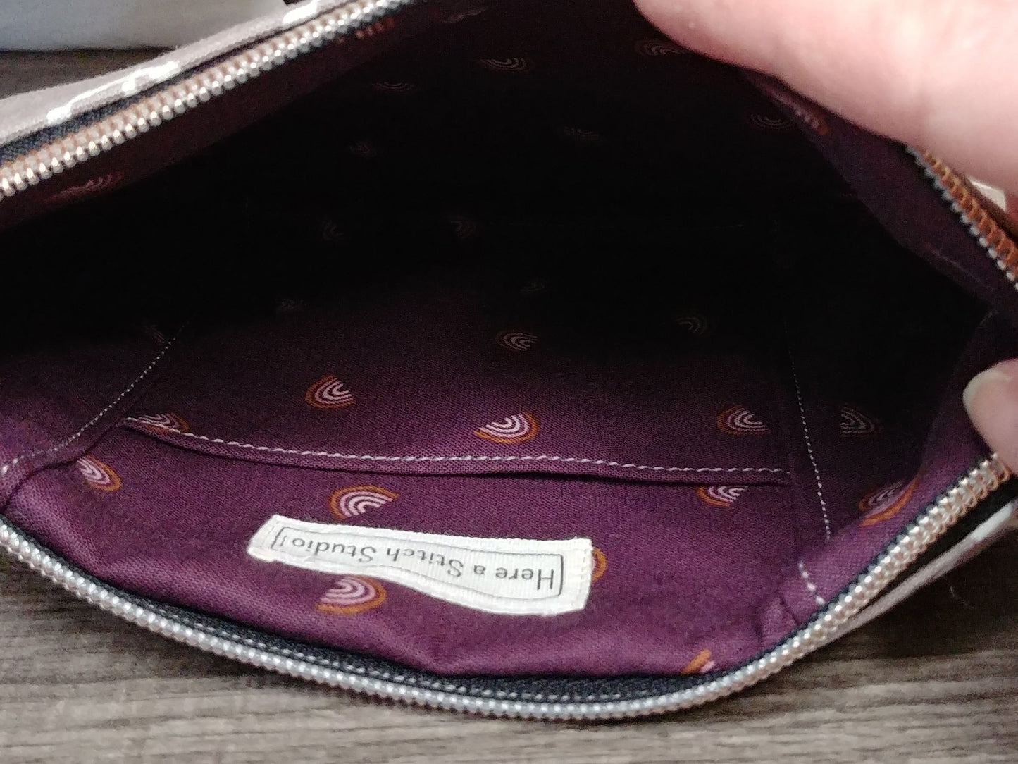Grey Floral Canvas Wristlet Clutch
