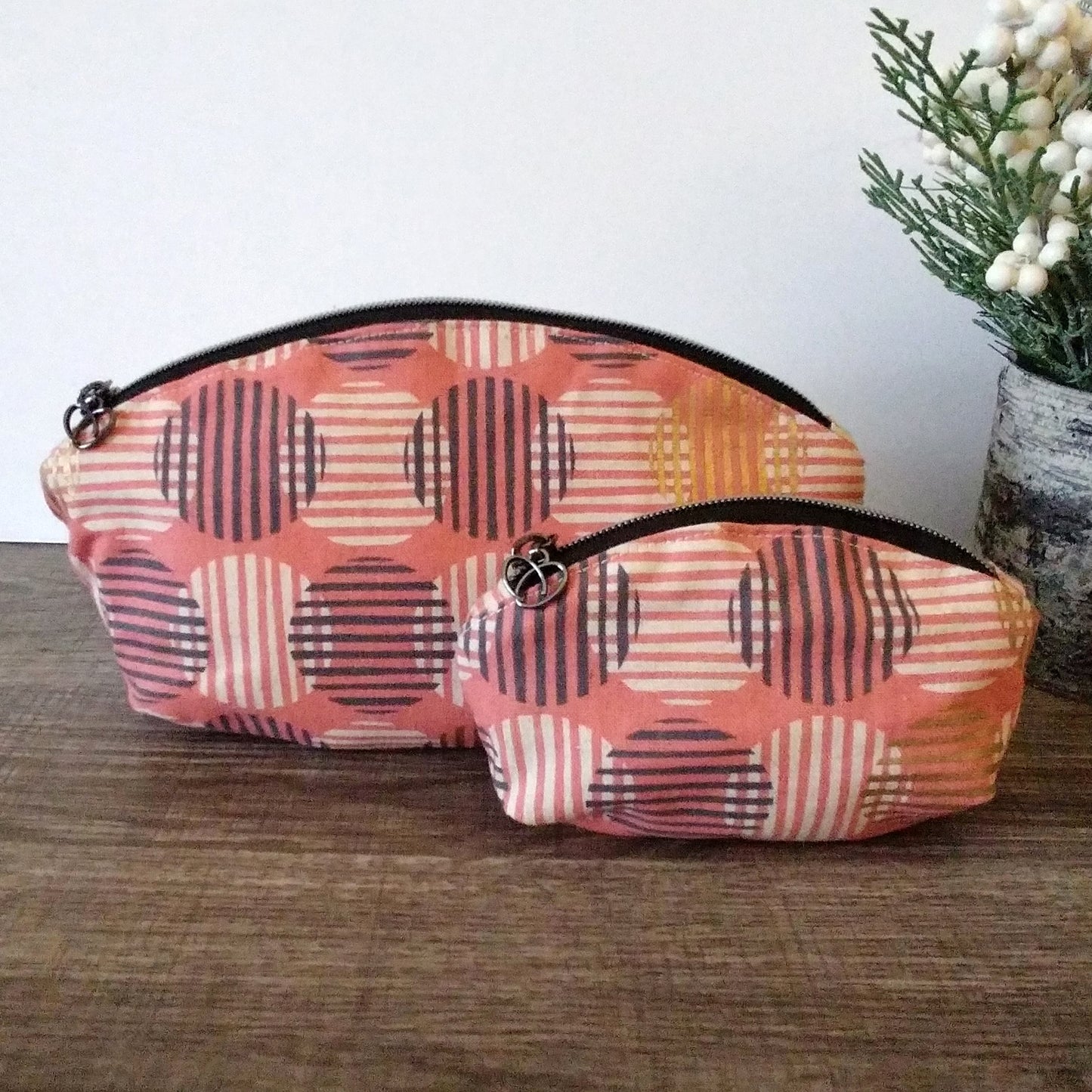 Pink Modern Print Canvas Makeup Bag