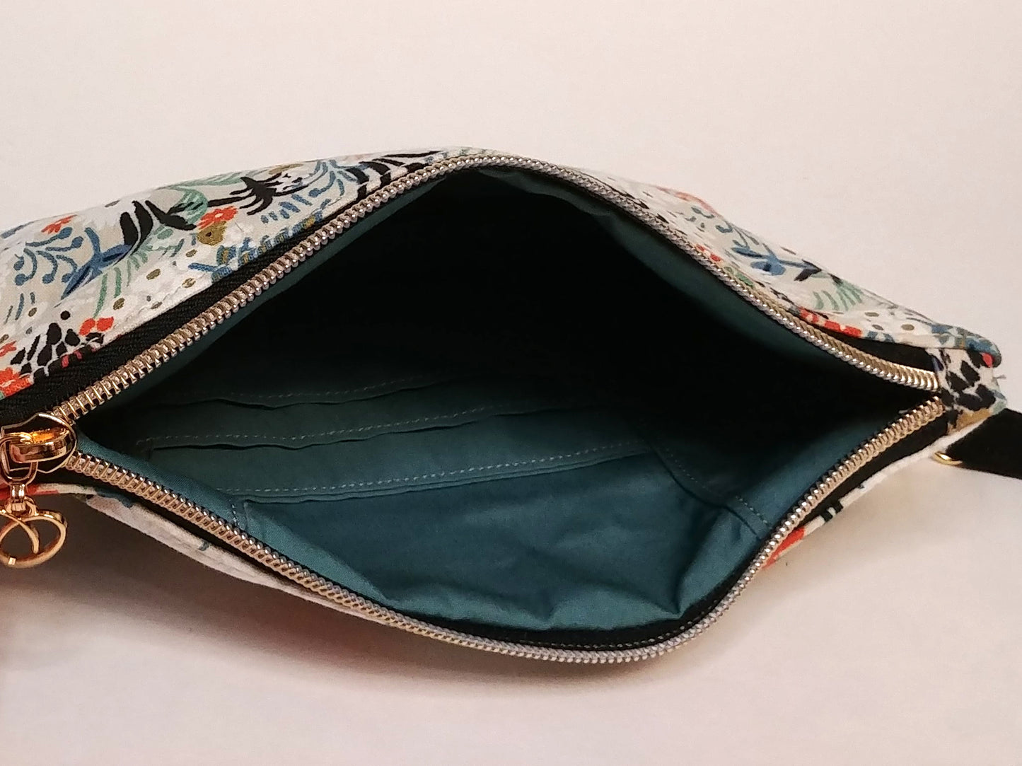 Meadow Floral Natural Canvas Wristlet Clutch