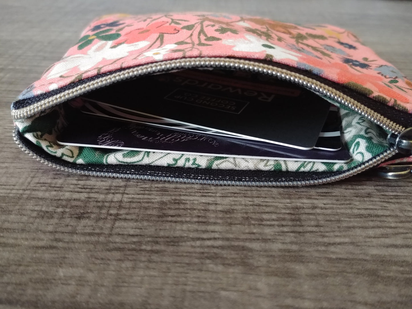 Pink Floral Cotton Zipper Pouch