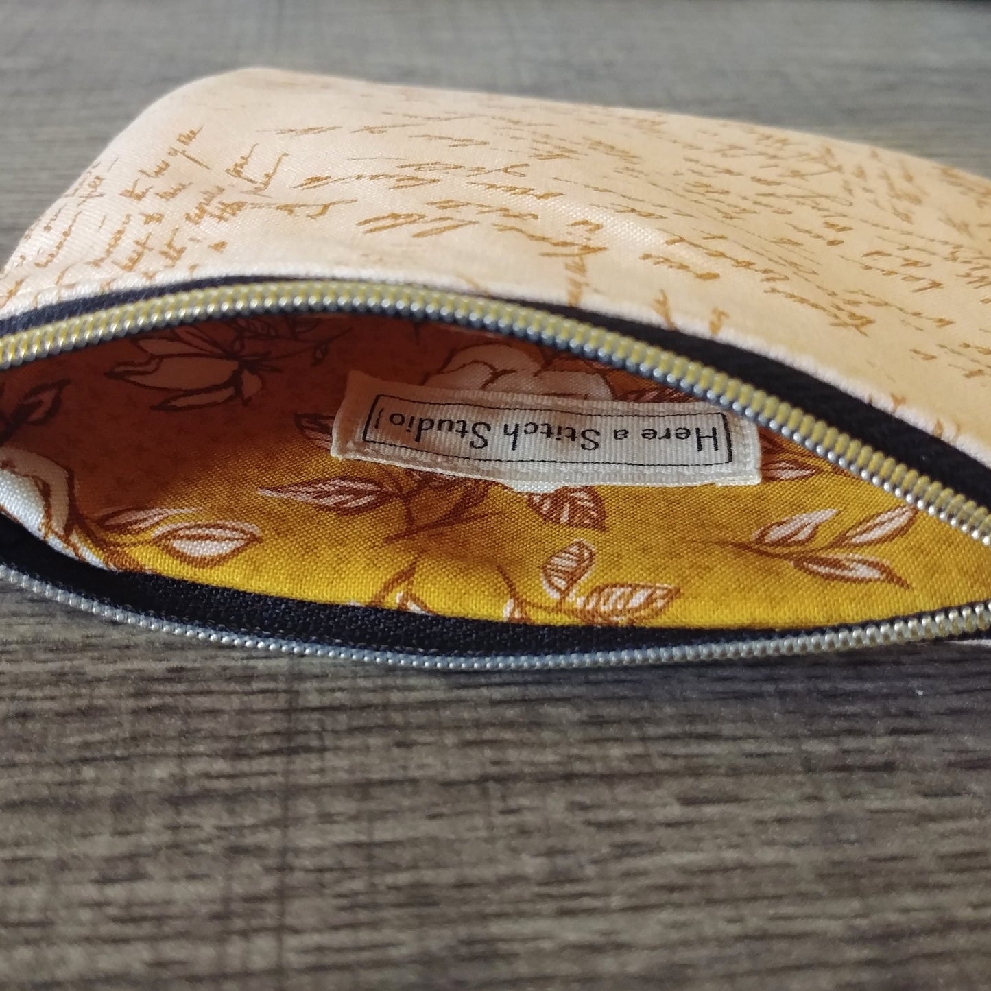 Pink Handwriting Cotton Zipper Pouch
