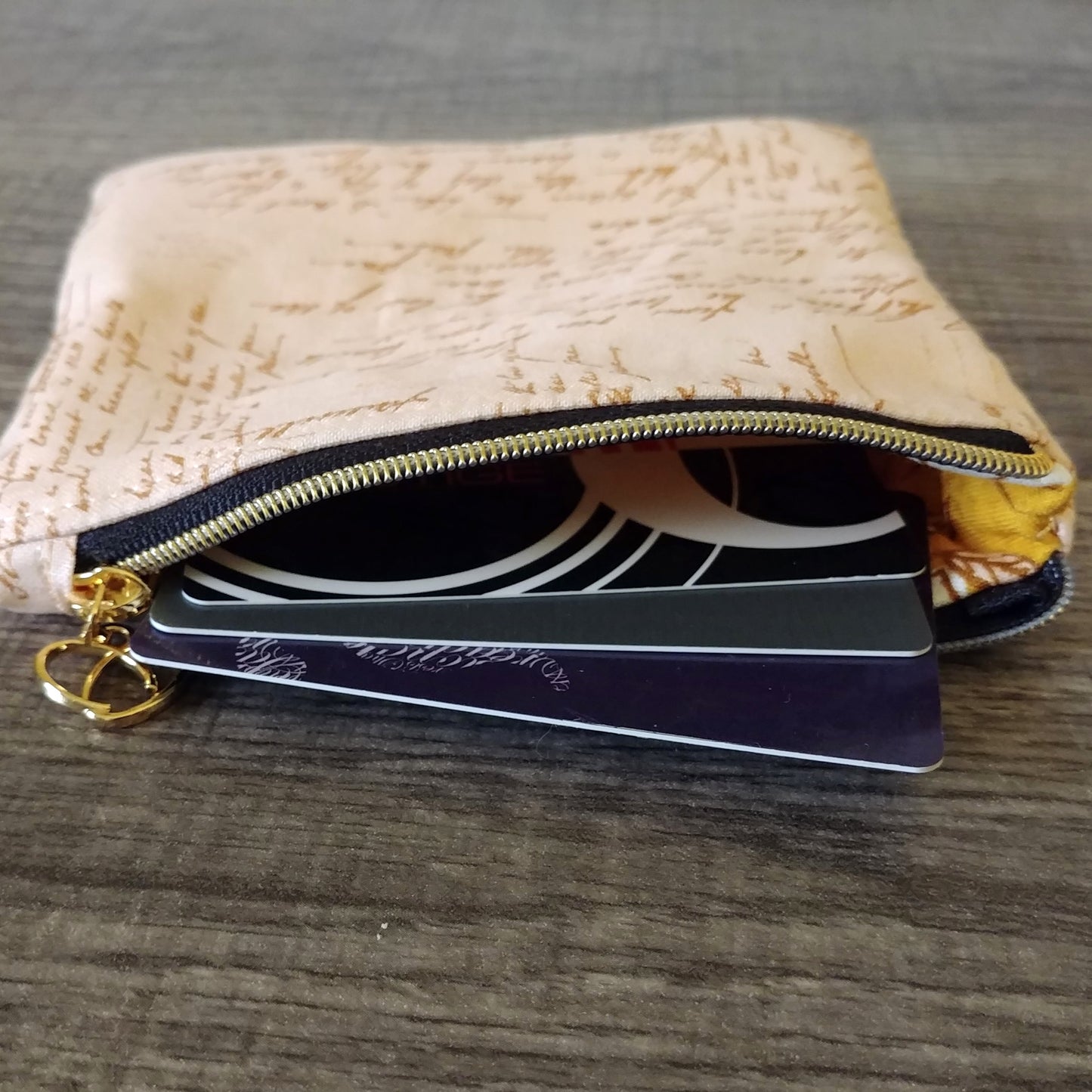 Pink Handwriting Cotton Zipper Pouch