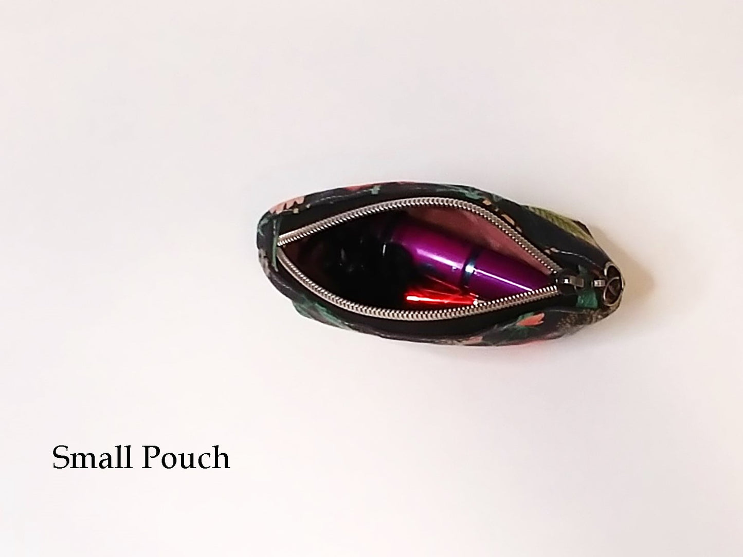 Poppy Floral Black Canvas Makeup Bag