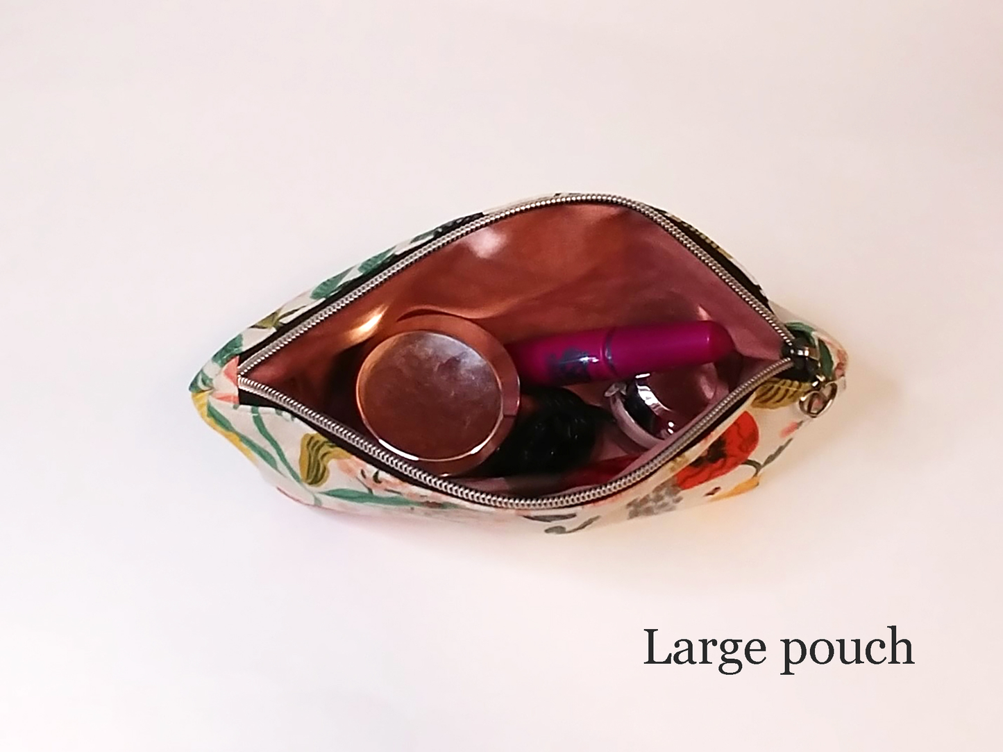 Poppy Floral Natural Canvas Makeup Bag