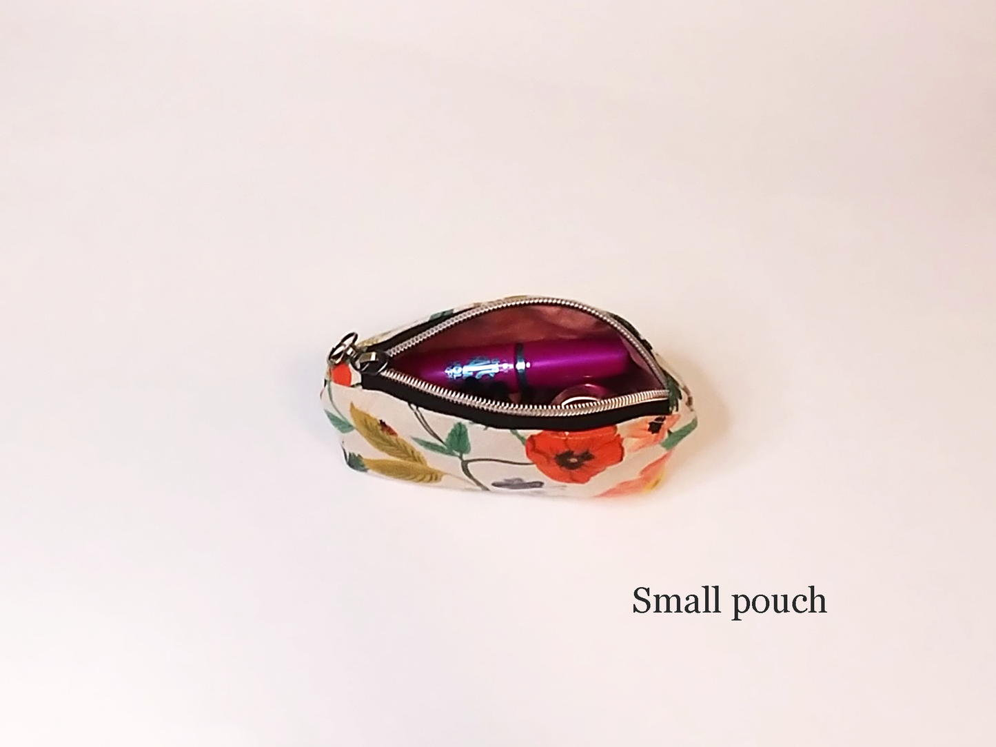 Poppy Floral Natural Canvas Makeup Bag