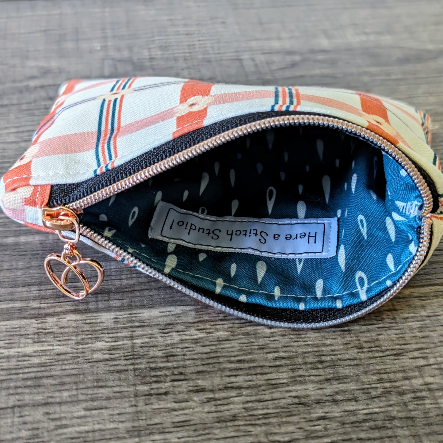 Plaid Floral Cotton Zipper Pouch