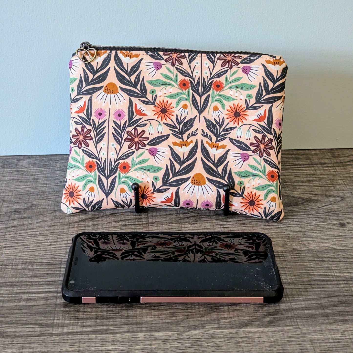 Modern Wildflower Cotton Zipper Pouch