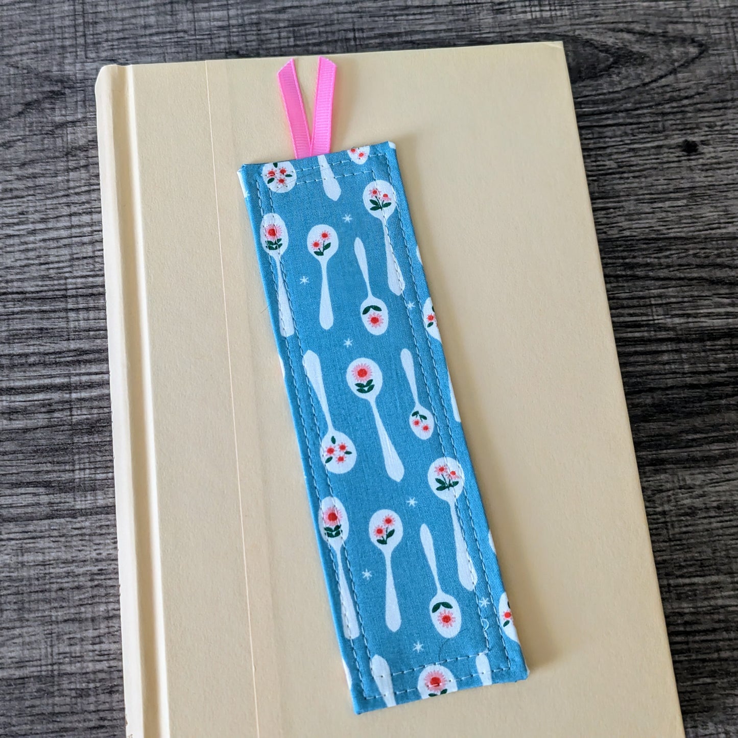 Turquoise Tea Spoon Cotton Bookmark