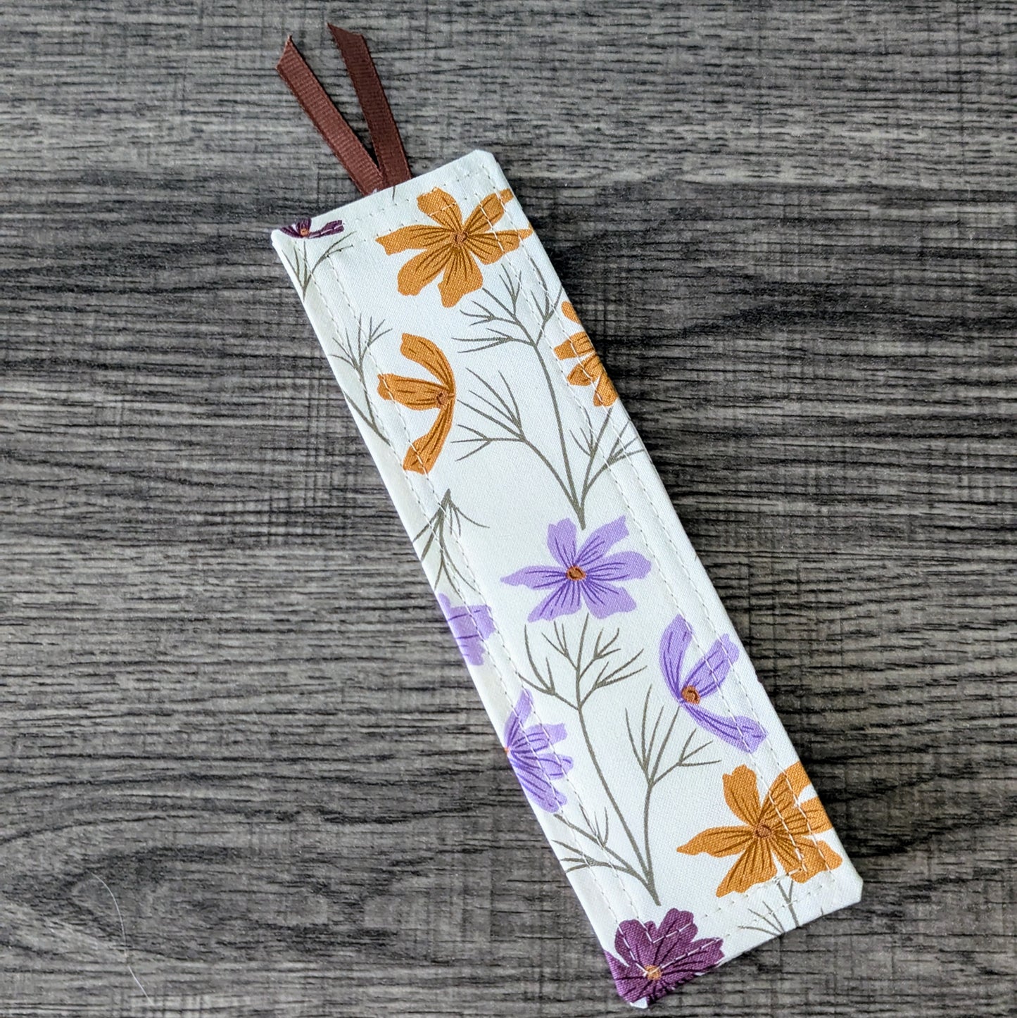Purple Orange Floral Cotton Bookmark