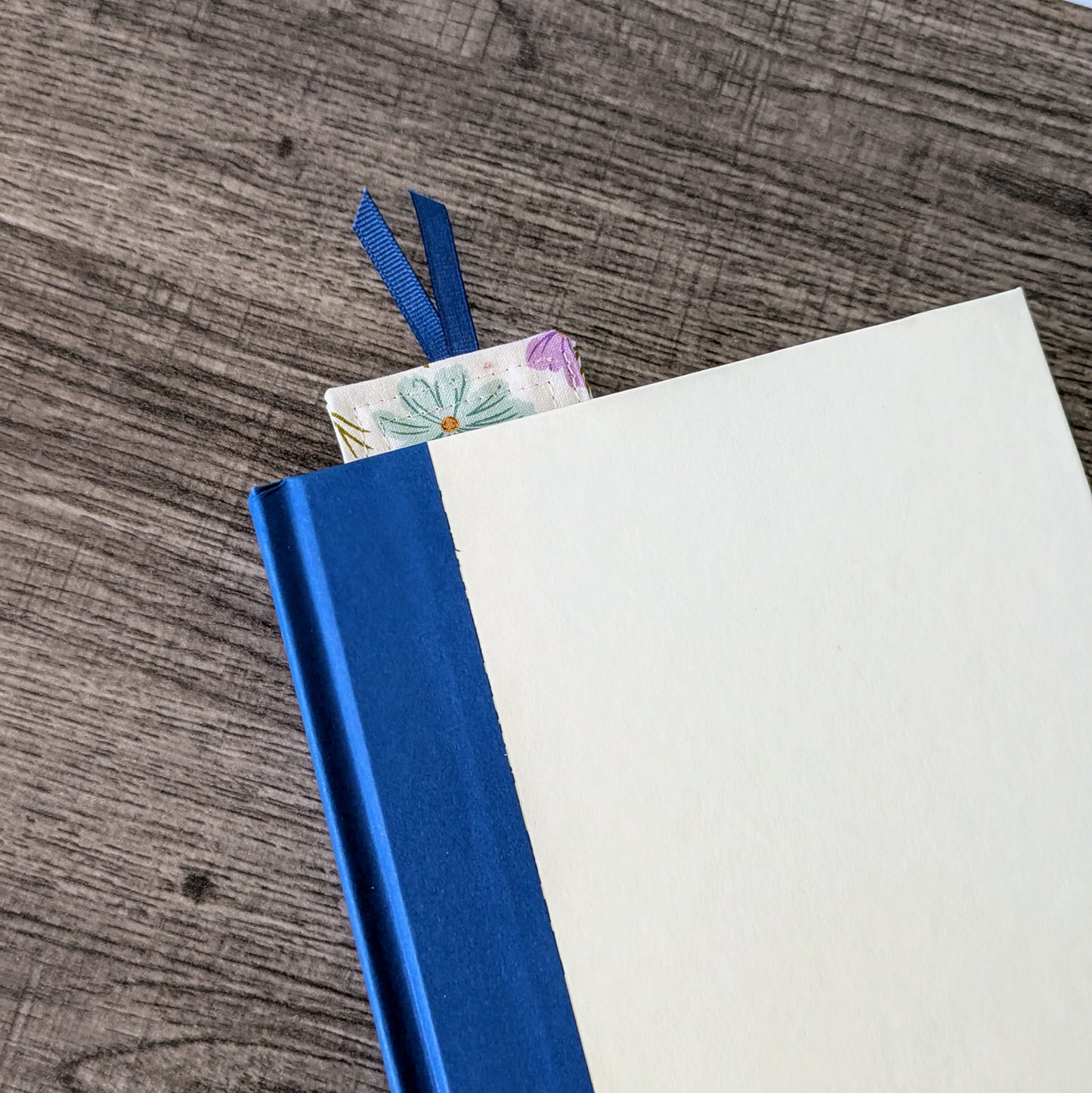 Blue Purple Floral Cotton Bookmark