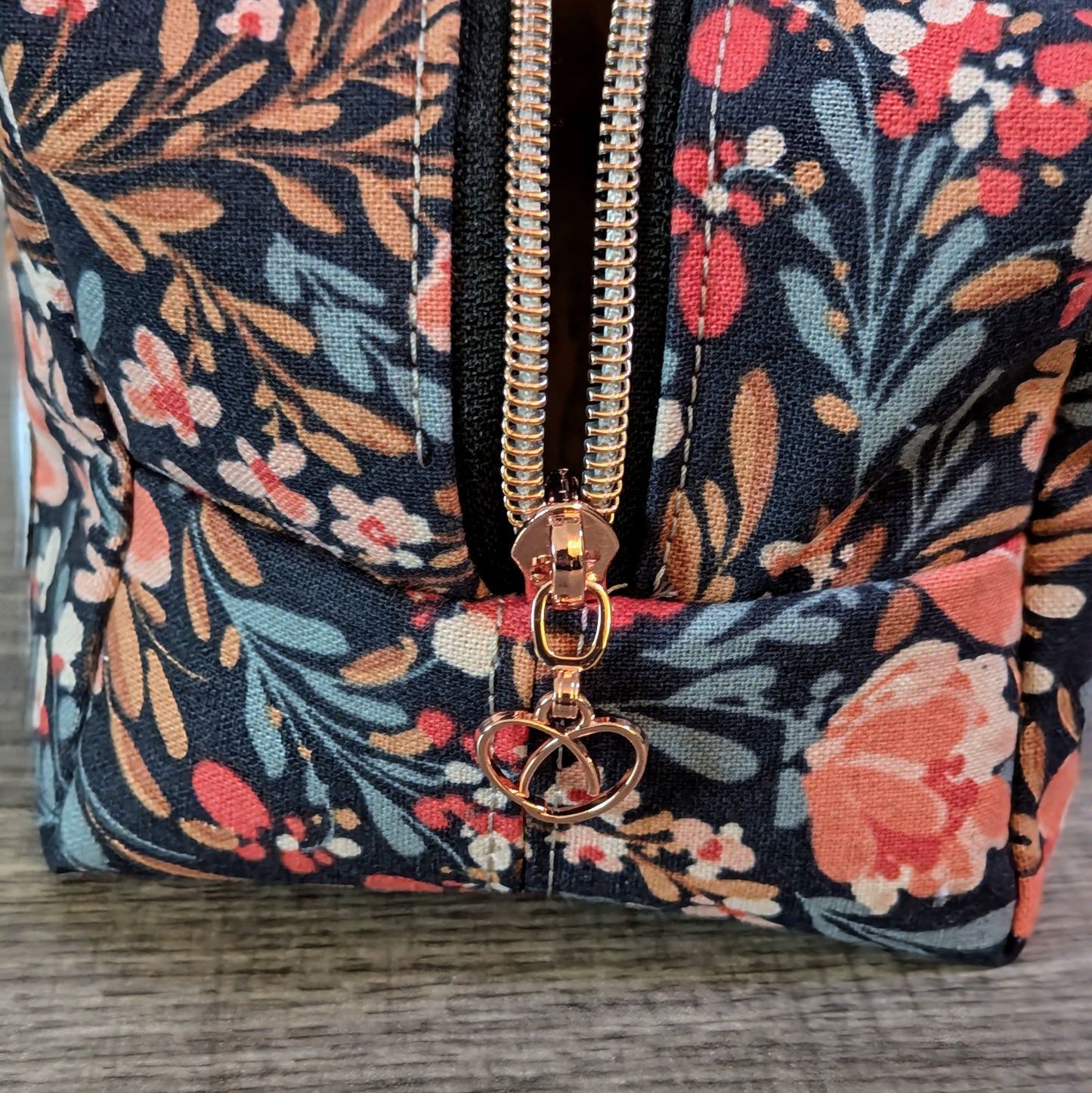 Floral Garden Navy Canvas Boxy Bag