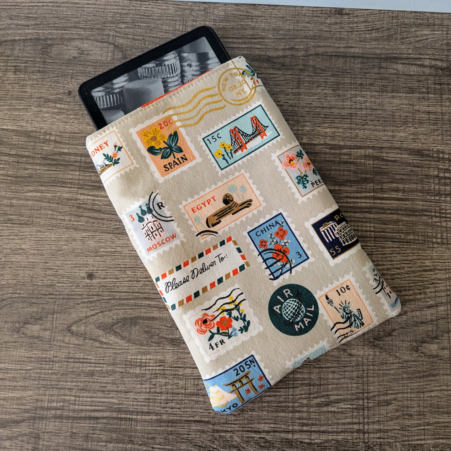 Postage Stamp Canvas Book Sleeve