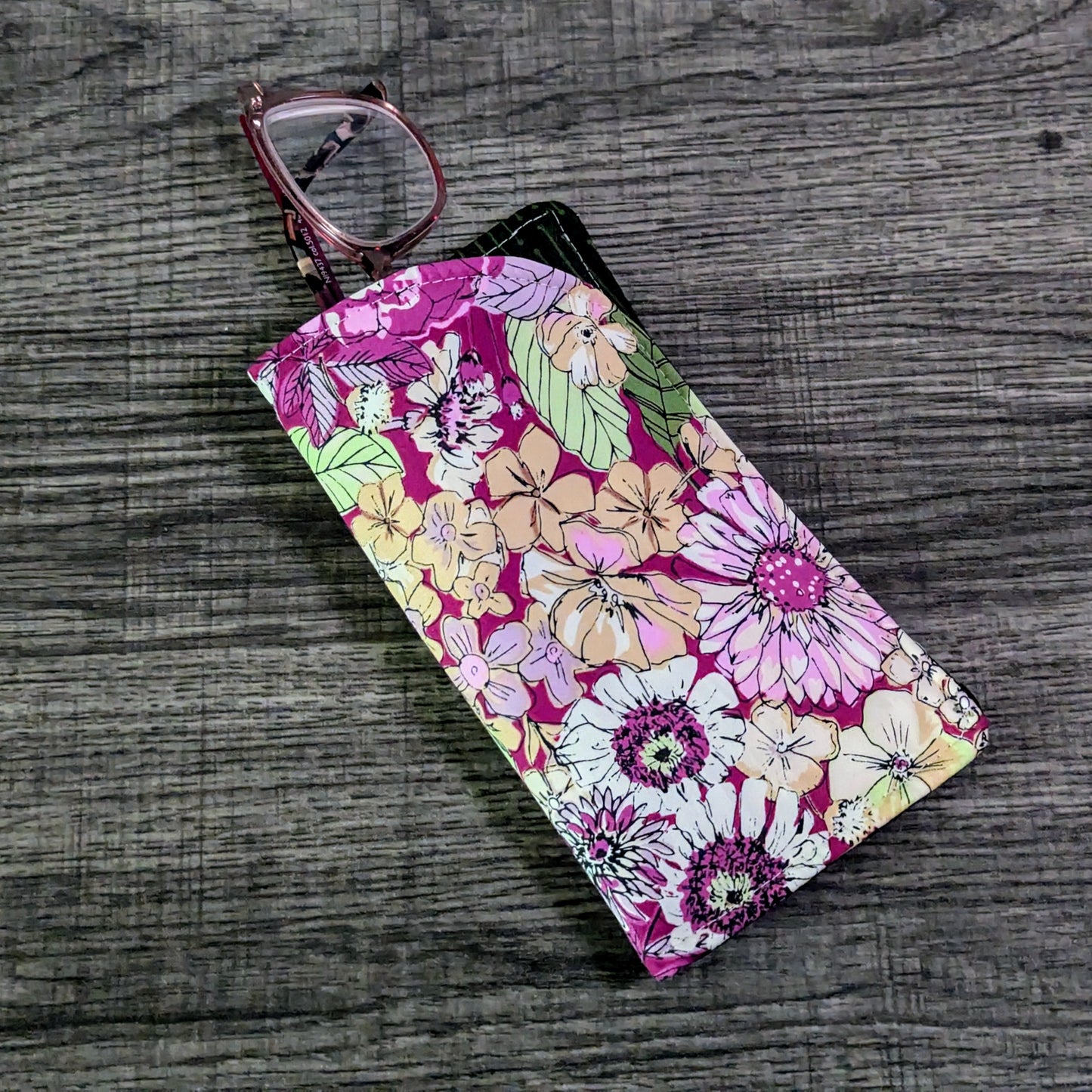 Purple Floral Eyeglass Pouch