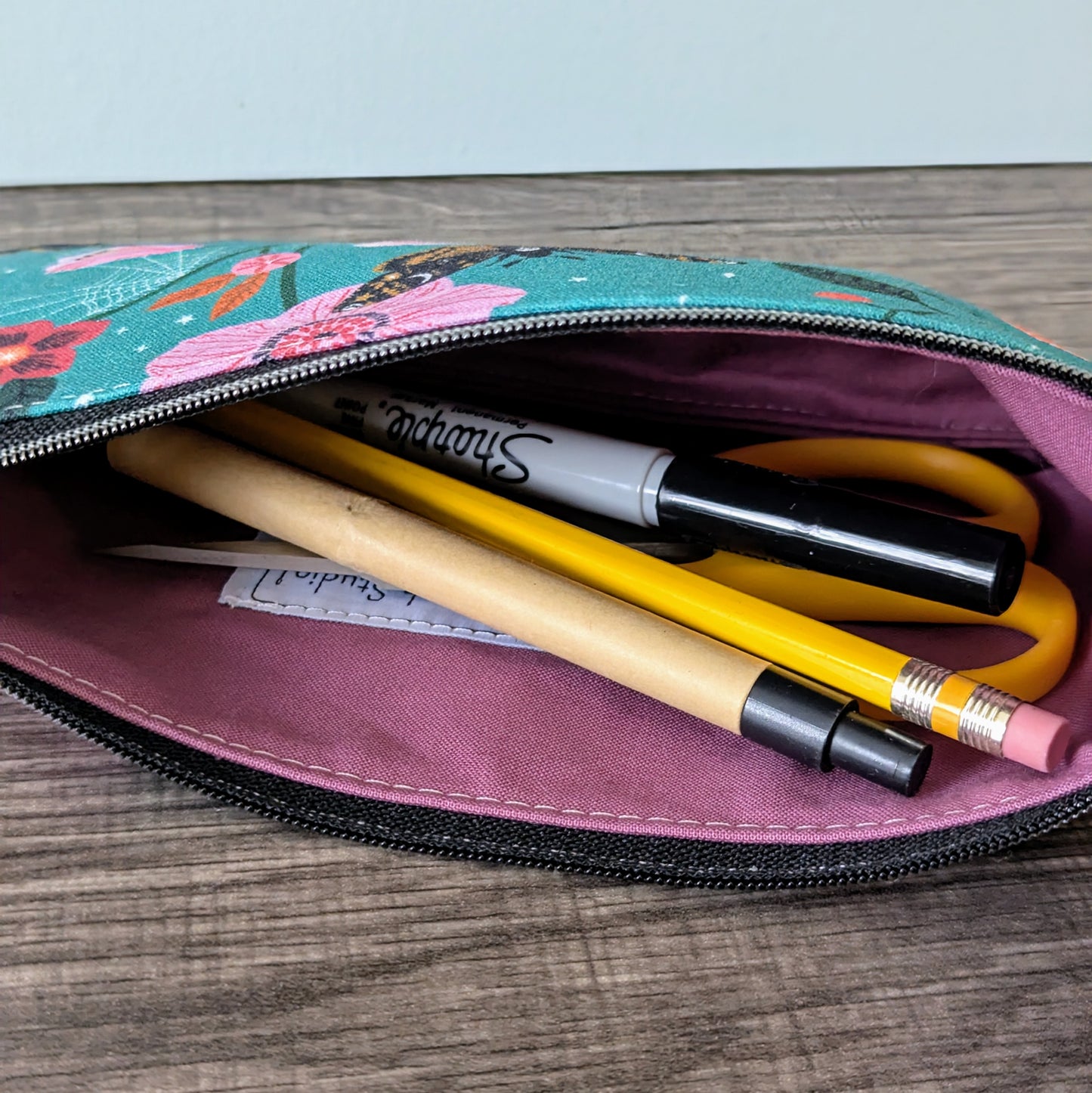 Turquoise Pumpkin Cotton Zipper Pouch