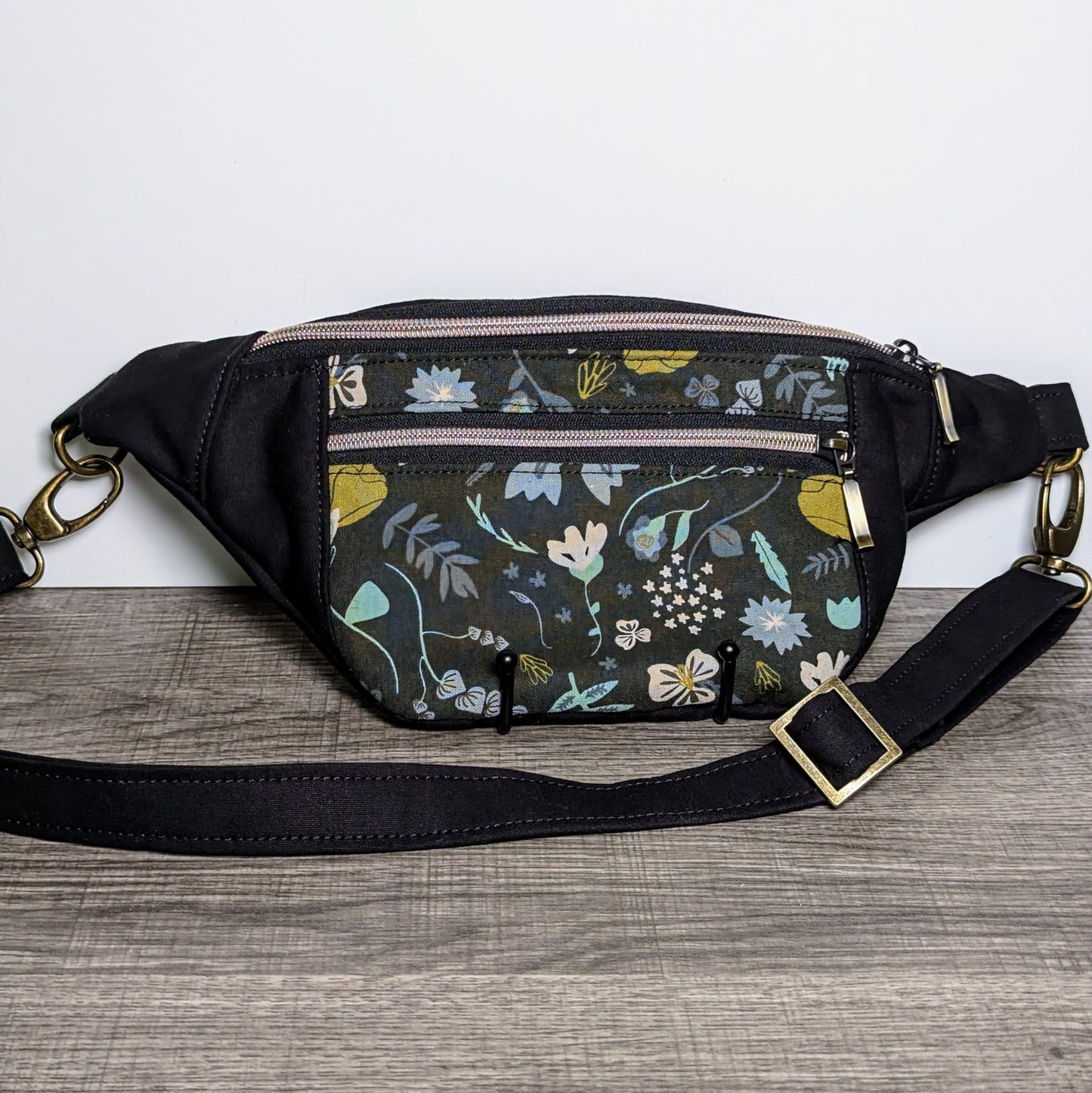 Dark Floral Canvas Sling Bag