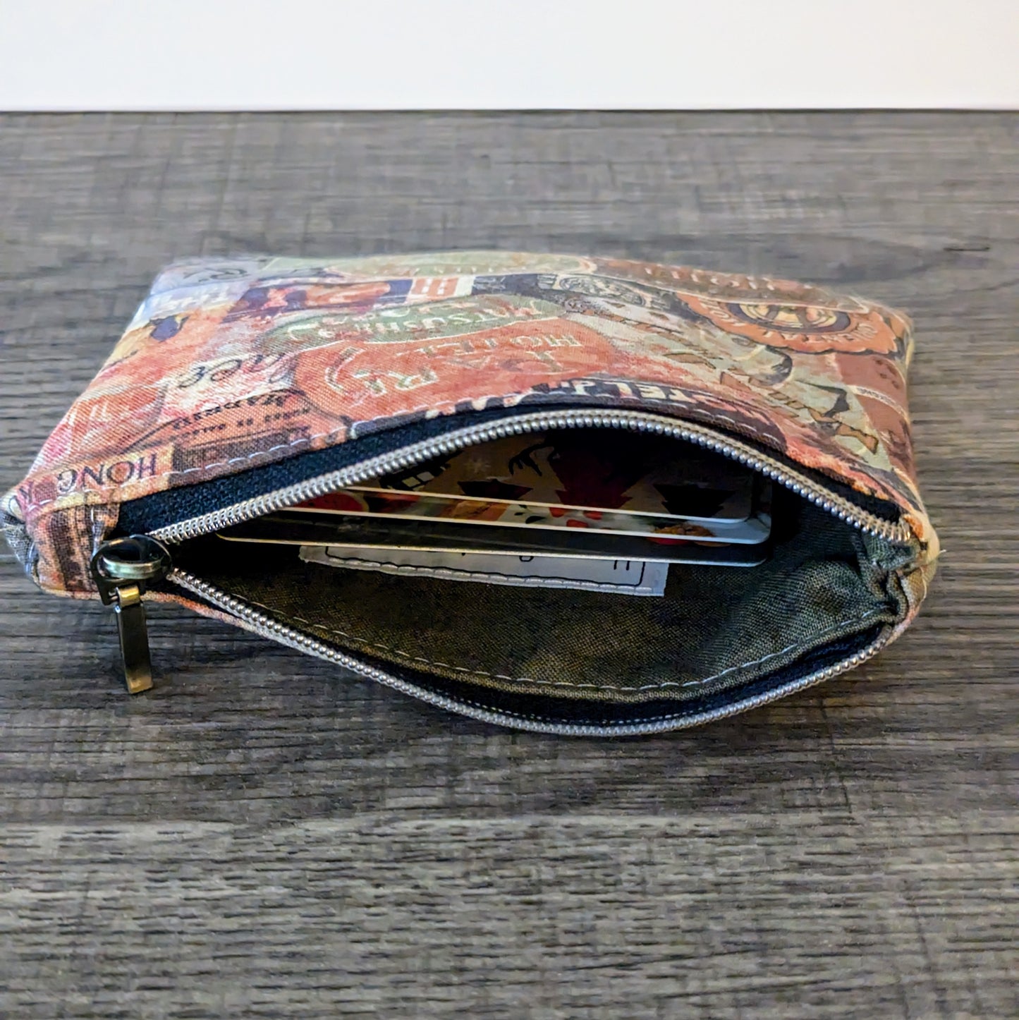 Distressed Vintage Style Cotton Zipper Pouch