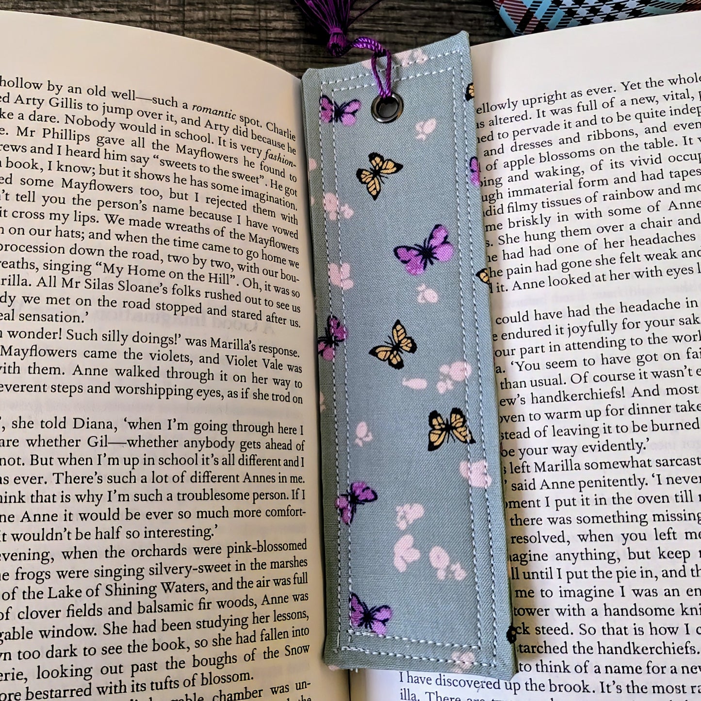 Sage Butterfly Cotton Bookmark