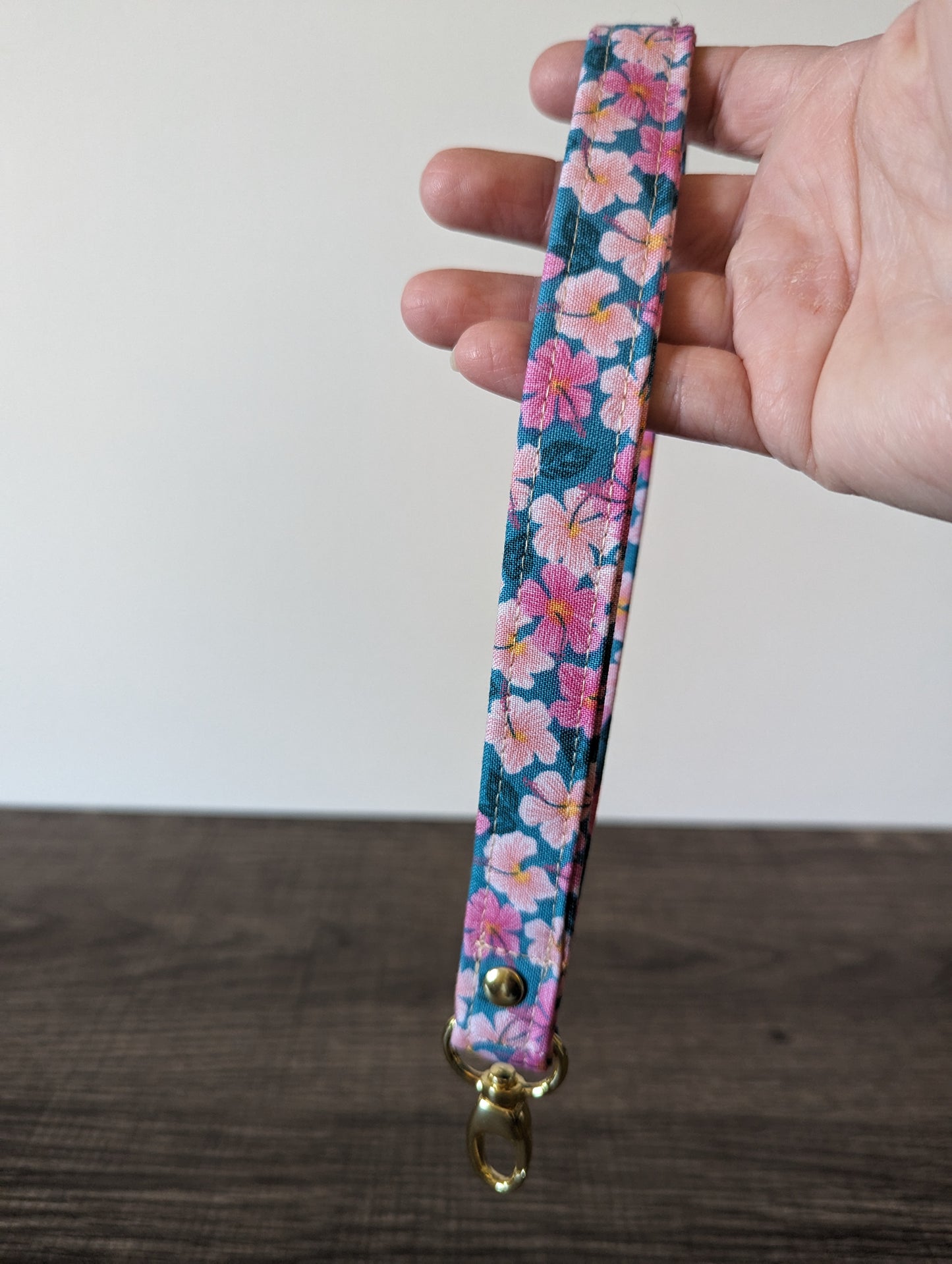 Pink Floral Wrist Lanyard
