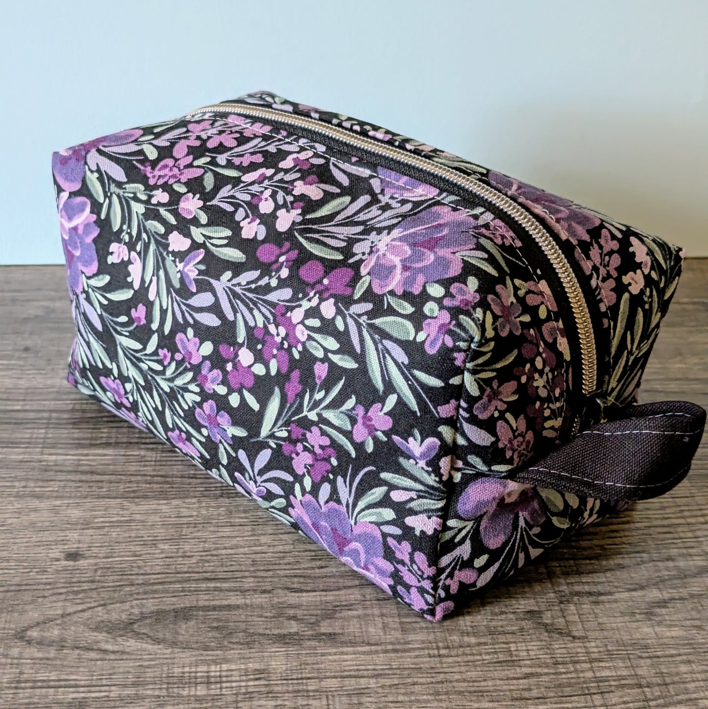 Purple Floral Canvas Boxy Bag