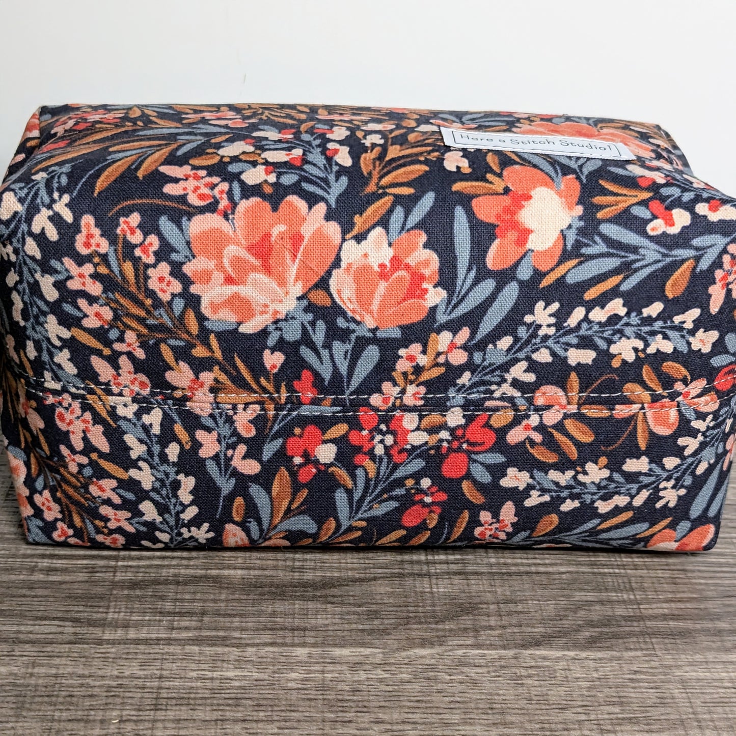 Floral Garden Navy Canvas Boxy Bag