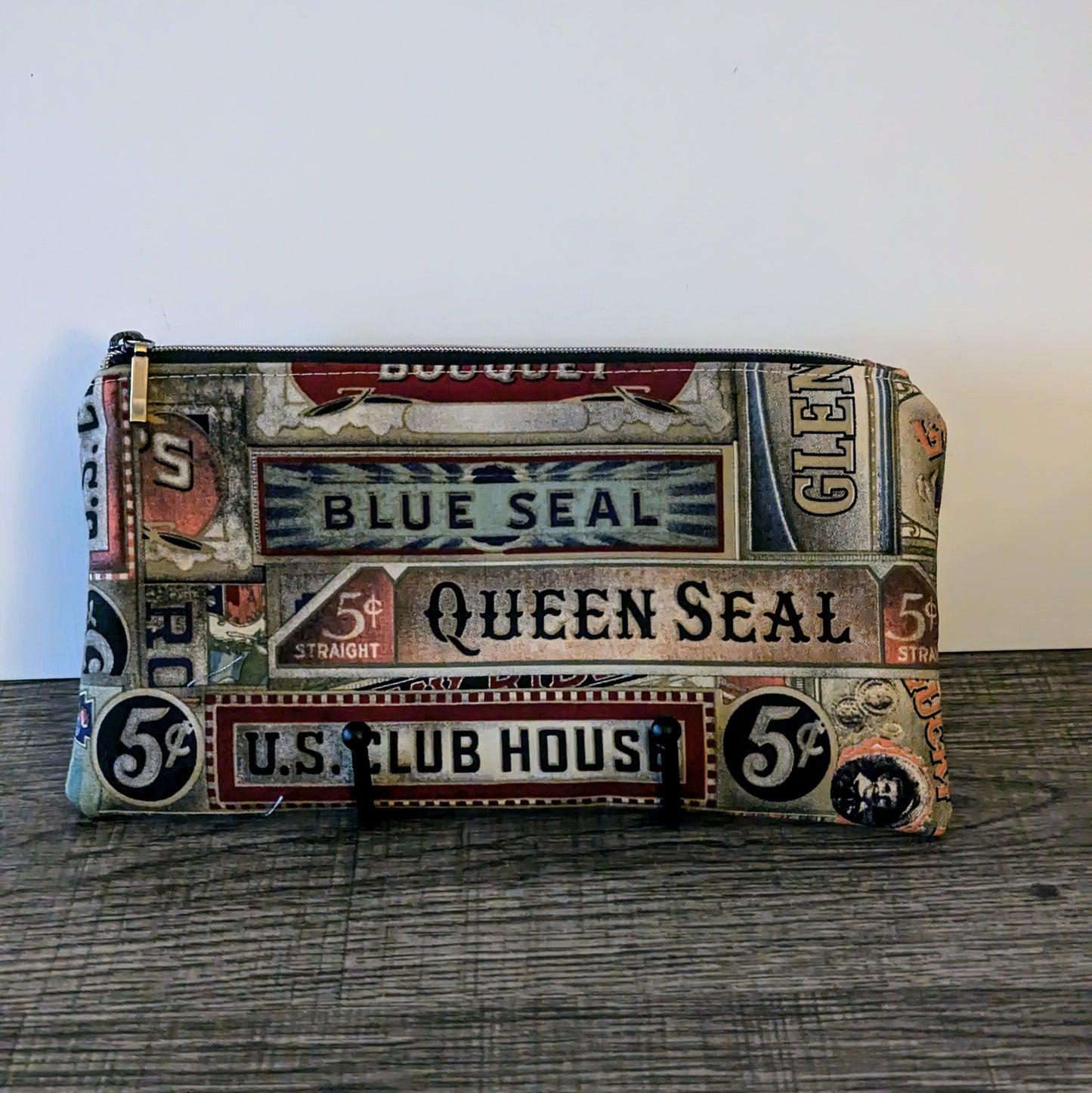 Distressed Vintage Style Cotton Zipper Pouch