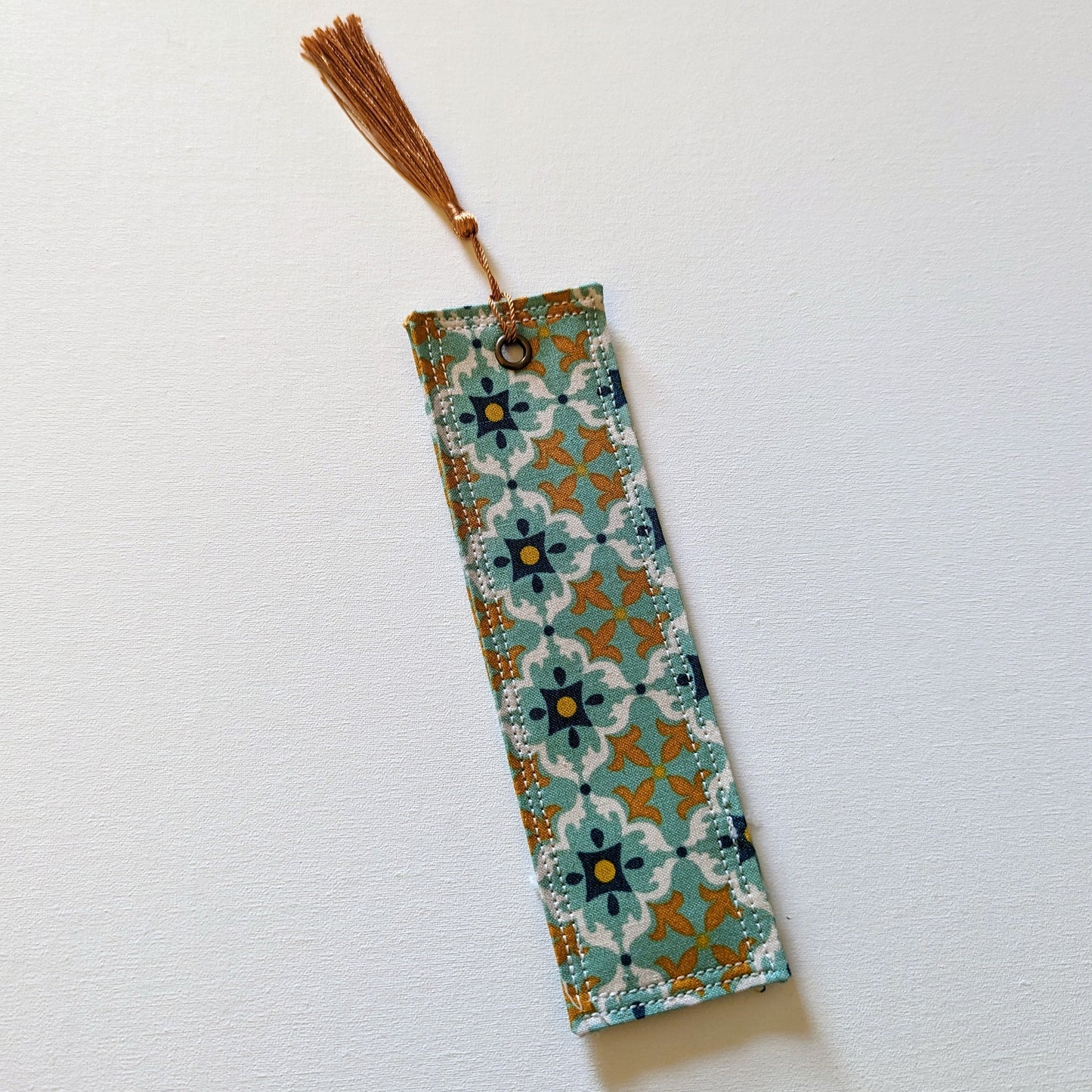 Green Blue Mosaic Tile Cotton Bookmark