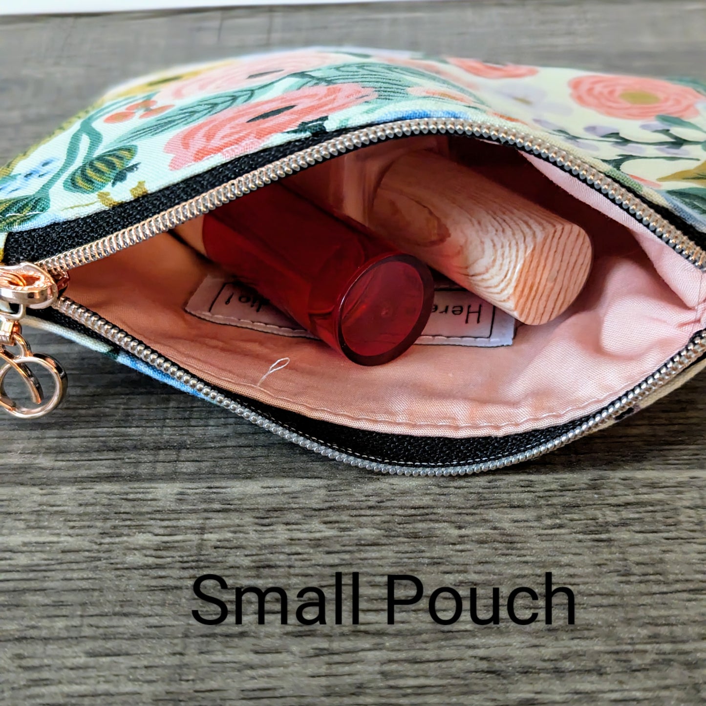 Ivory Floral Cotton Zipper Pouch