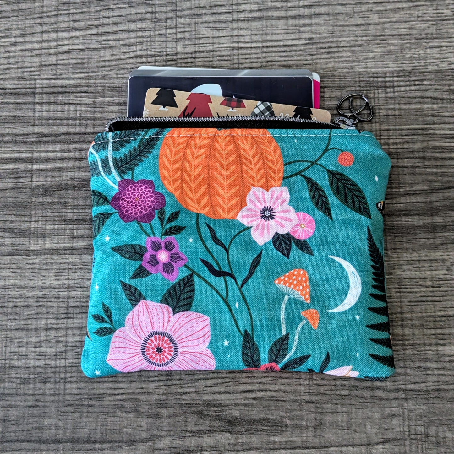 Turquoise Pumpkin Cotton Zipper Pouch