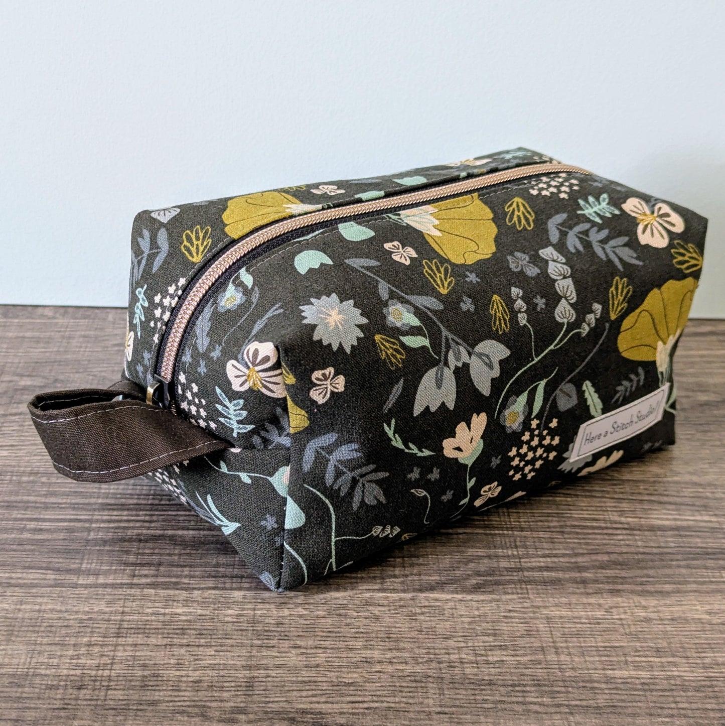 Dark Floral Canvas Boxy Bag