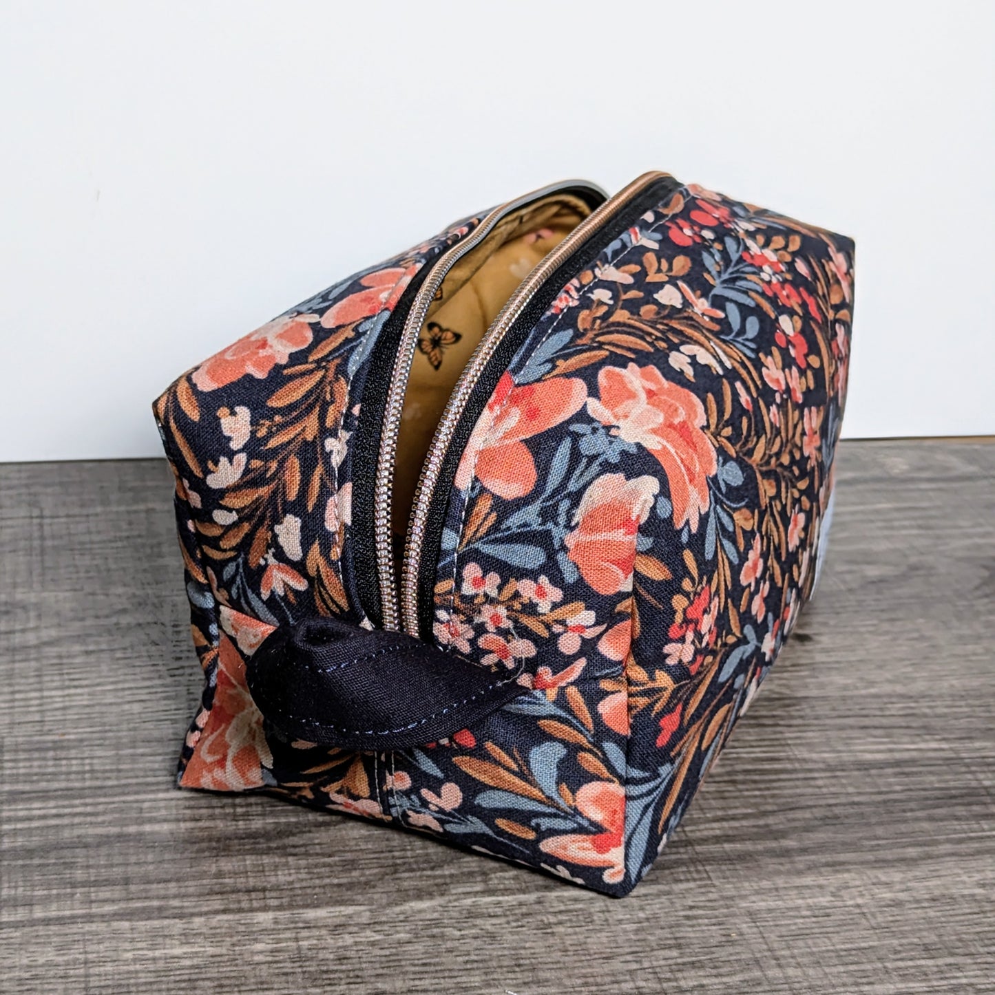 Floral Garden Navy Canvas Boxy Bag