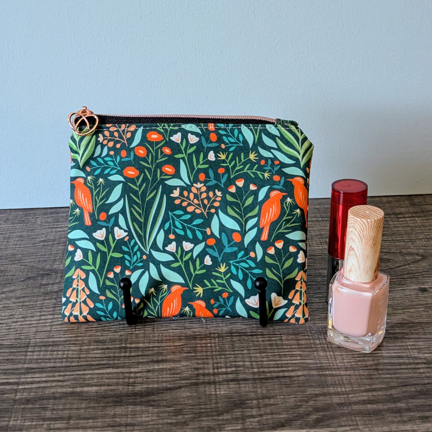 Tropical Floral Cotton Zipper Pouch