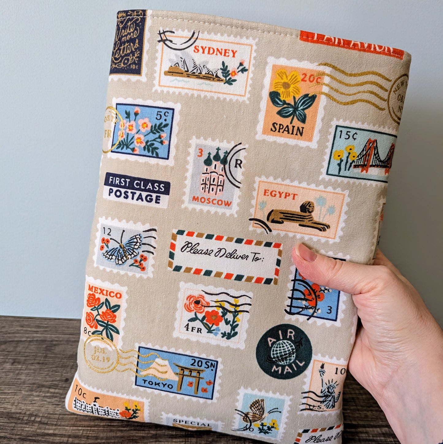 Postage Stamp Canvas Book Sleeve