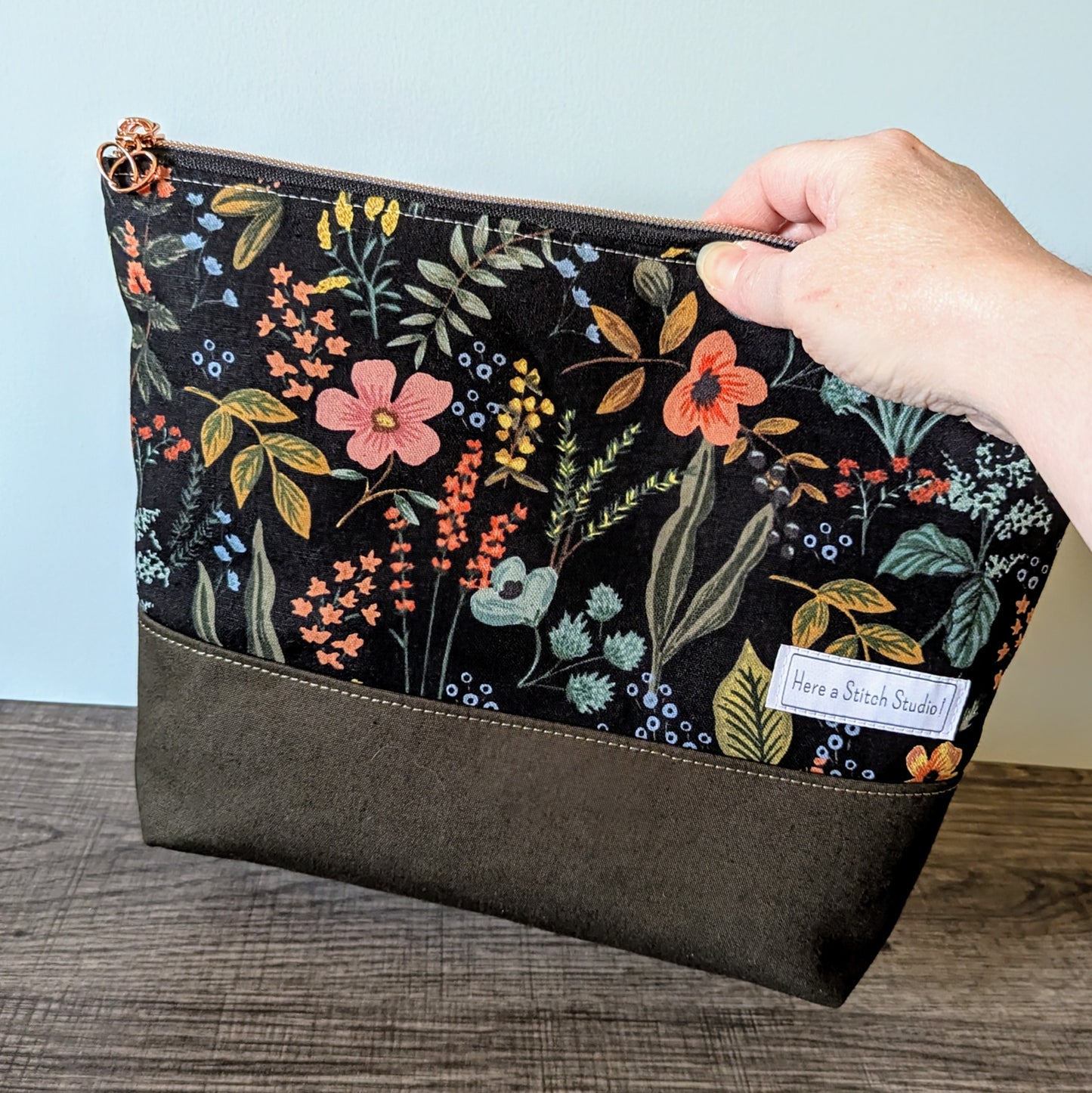 Large Herb Floral Canvas Zipper Bag