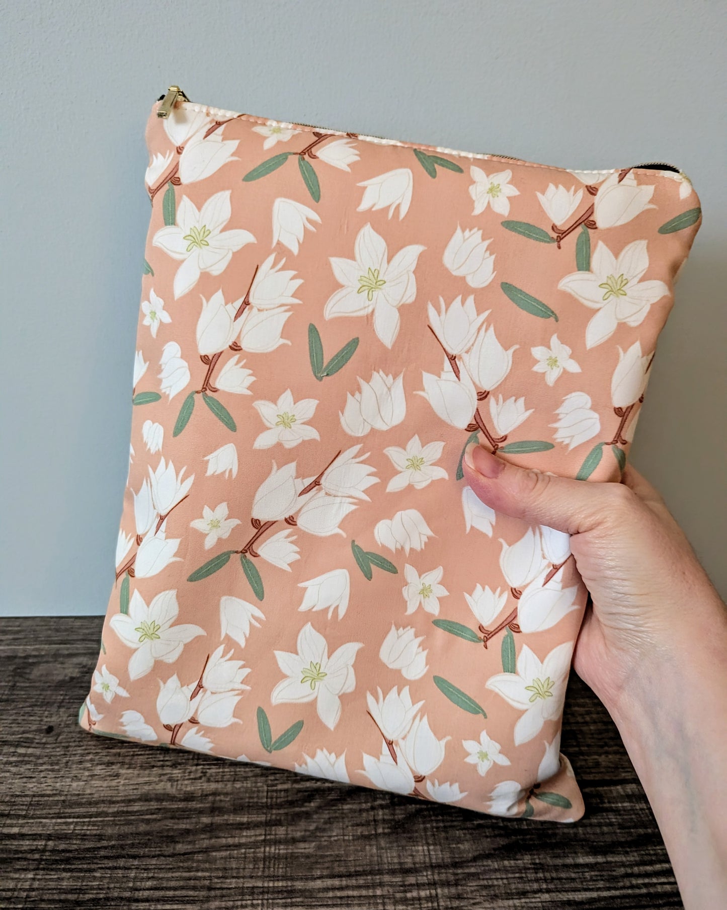 Pink Floral Cotton Book & E-Reader Sleeve