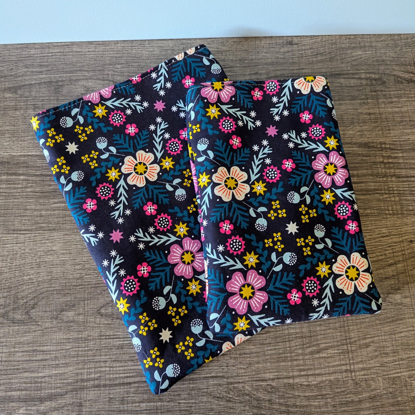 Bright Floral Eggplant Canvas Book Sleeve