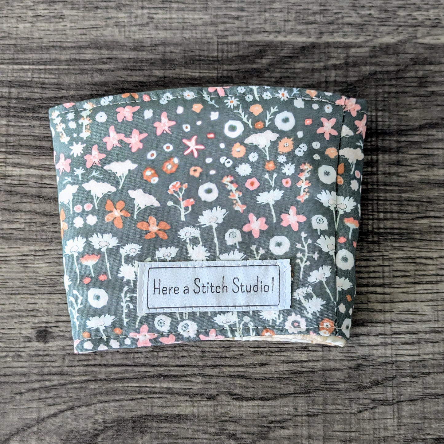 Grey Floral Cup Cozy