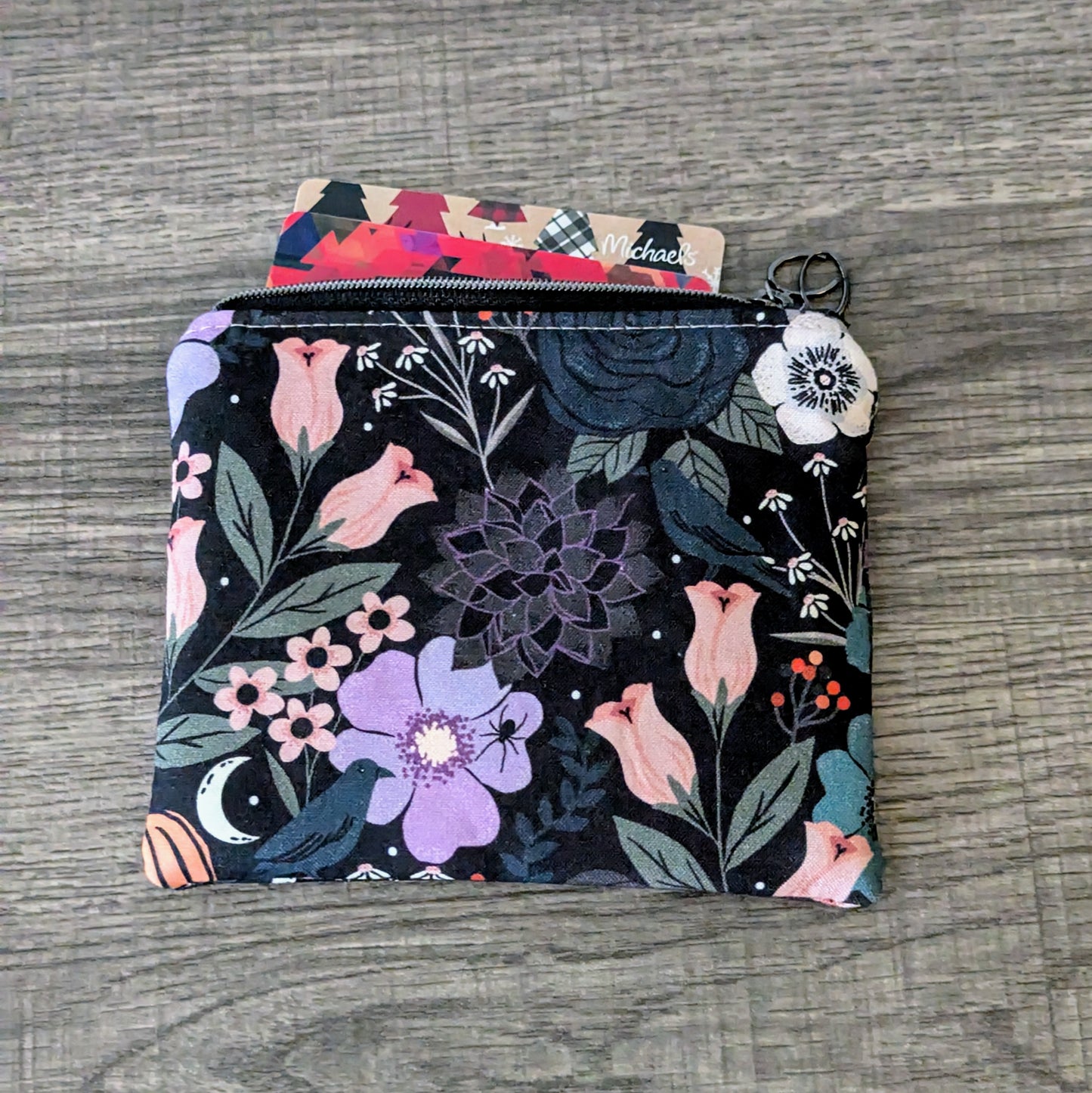 Gothic Floral Cotton Zipper Pouch