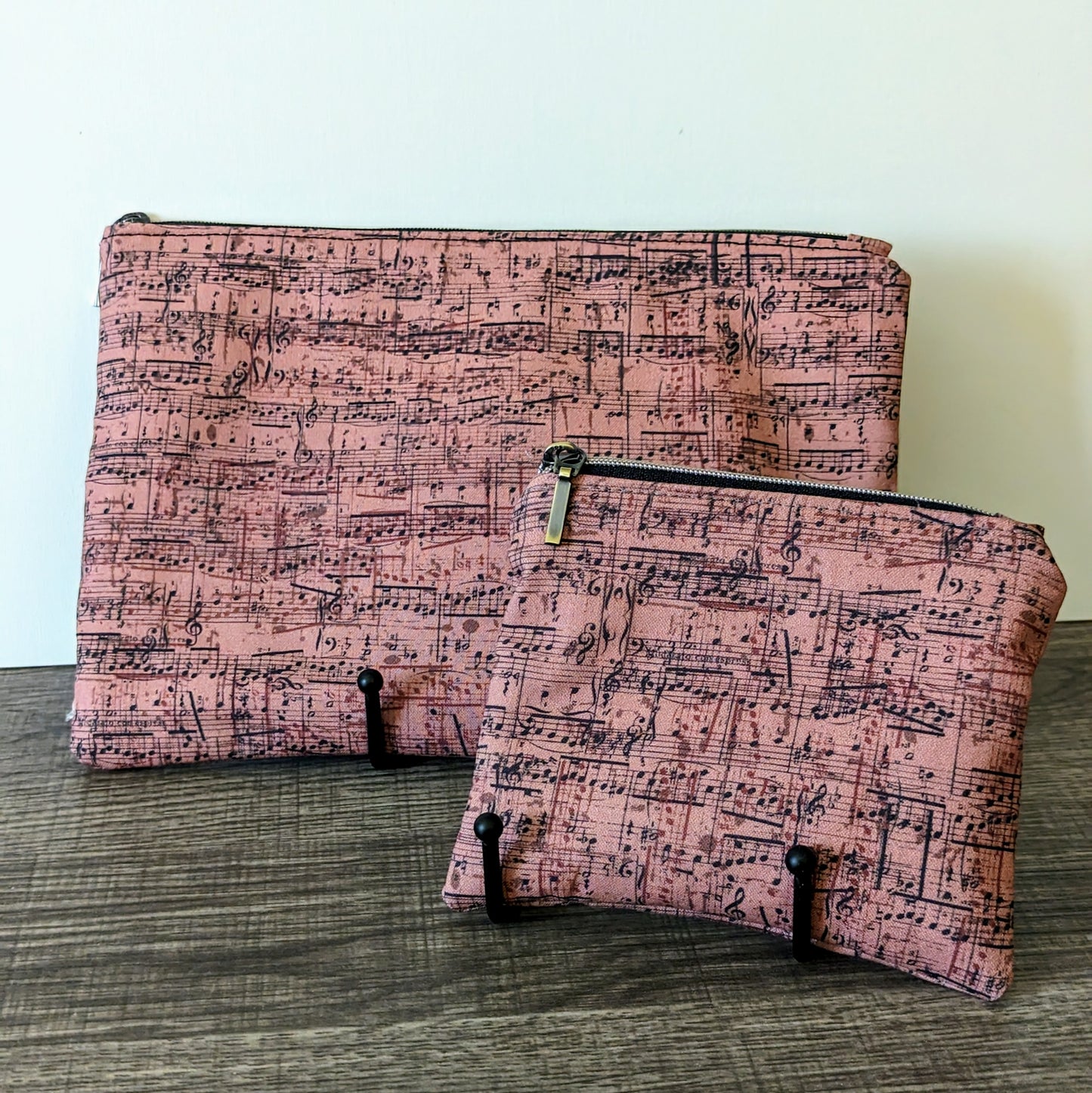 Red Sheet Music Cotton Zipper Pouch