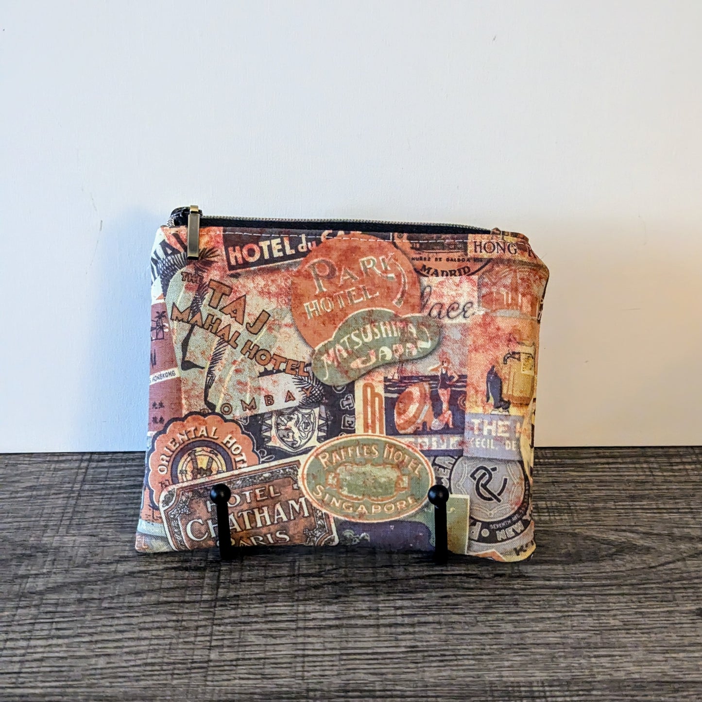 Distressed Vintage Style Cotton Zipper Pouch