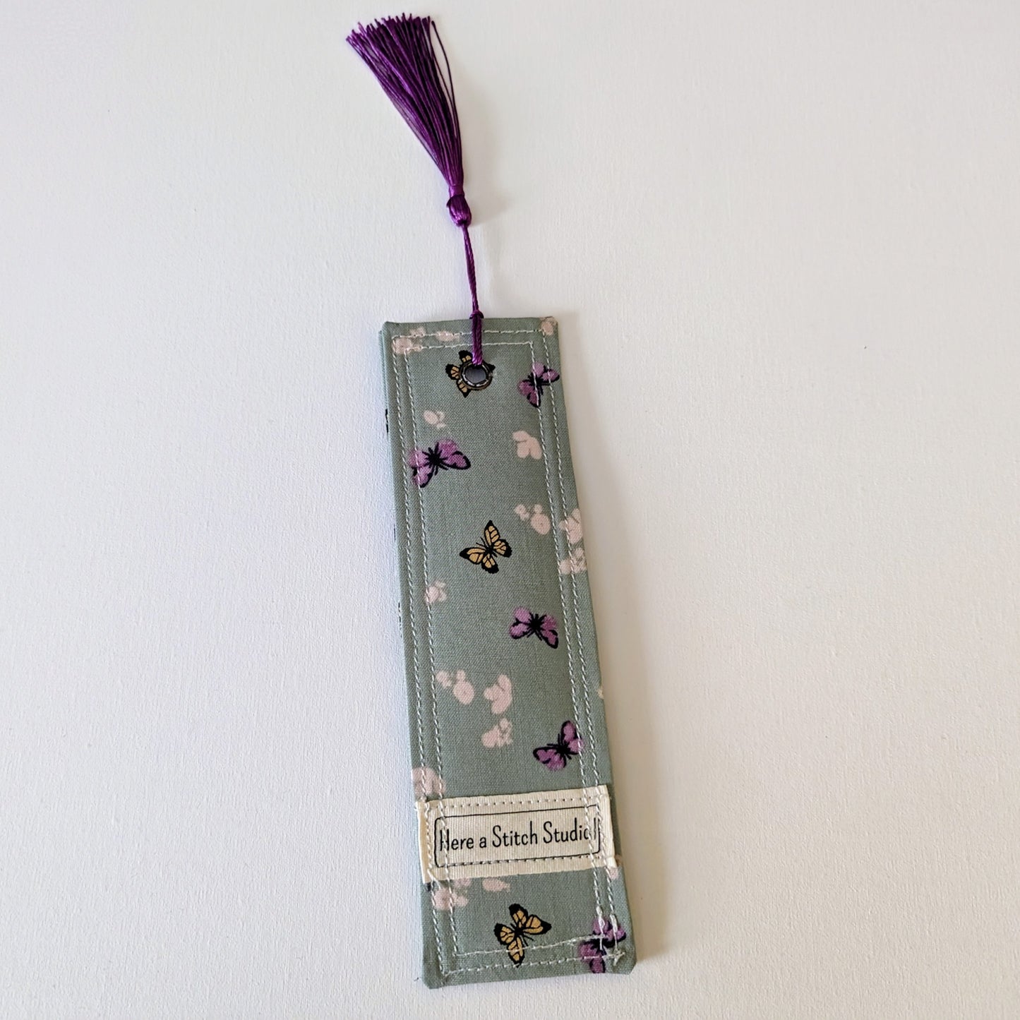 Sage Butterfly Cotton Bookmark