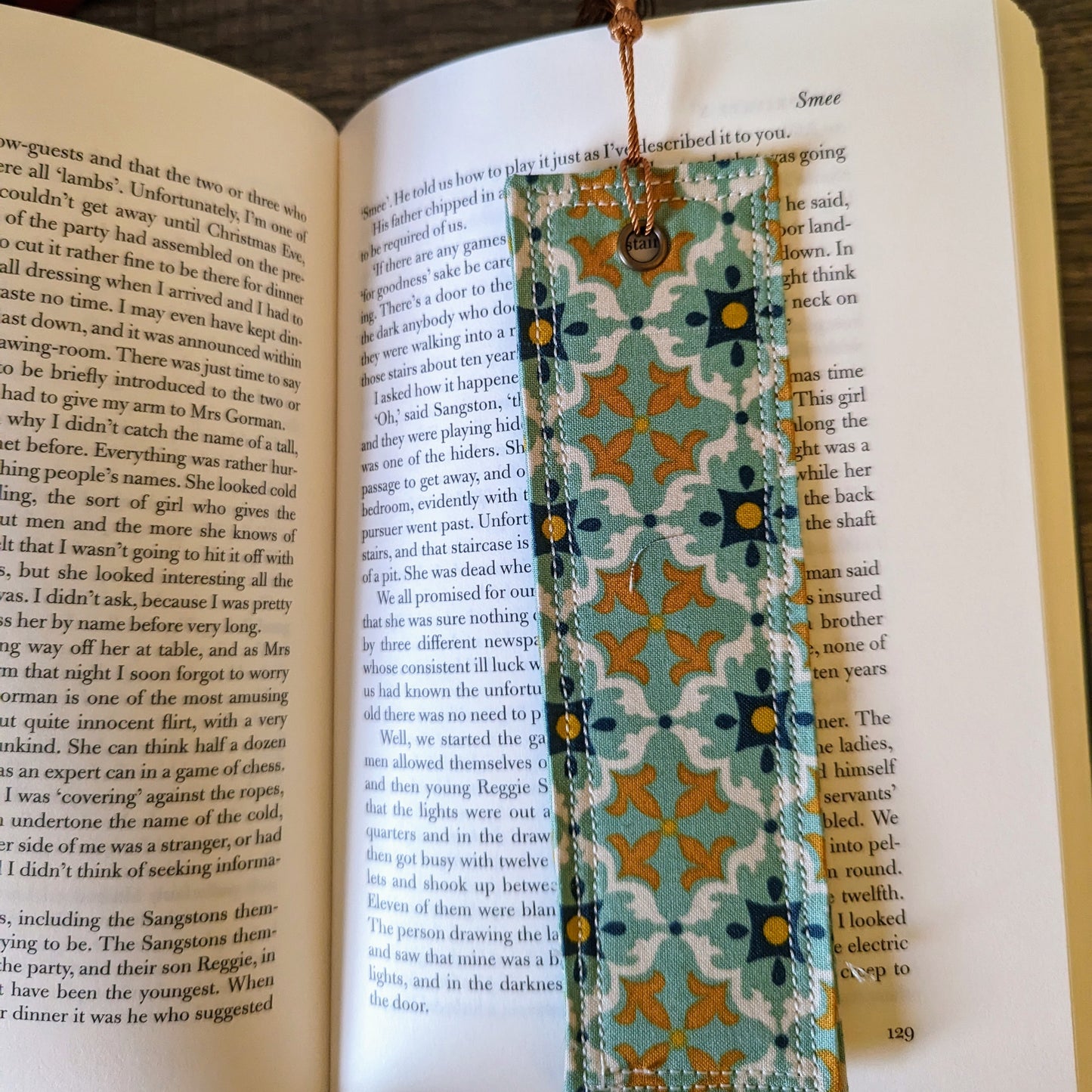 Green Blue Mosaic Tile Cotton Bookmark