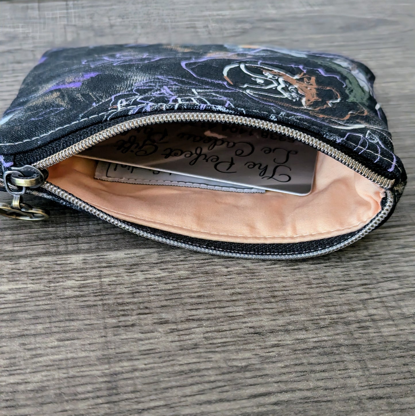 Purple Floral Cotton Zipper Pouch