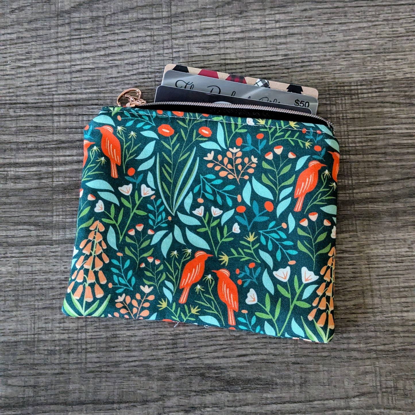 Tropical Floral Cotton Zipper Pouch