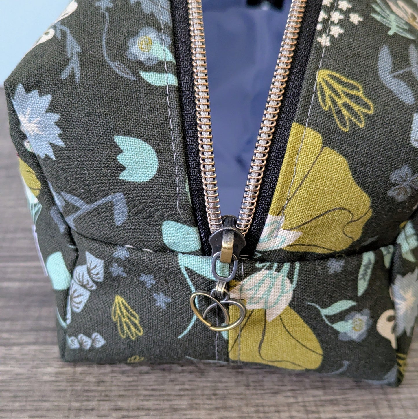 Dark Floral Canvas Boxy Bag